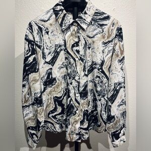 Queenshop Marble Patterned Button Down Blouse Top - Size M (Women’s)